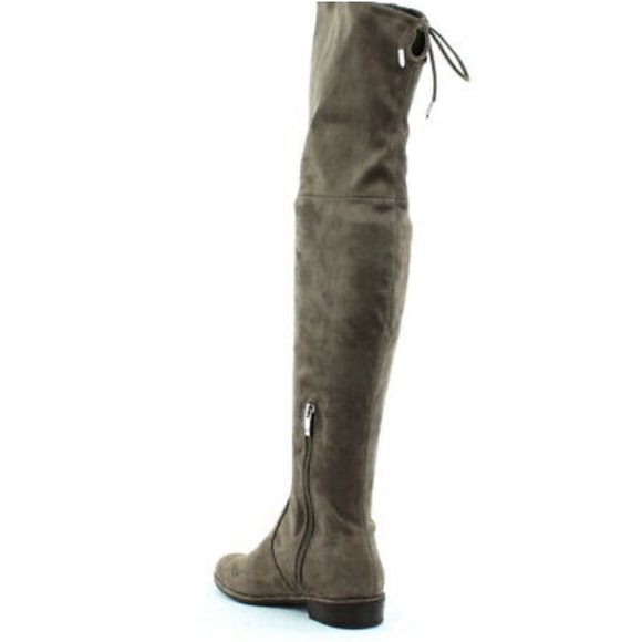 Marc Fisher Humor Over The Knee Boots Taupe Fabric - Picture 3 of 9